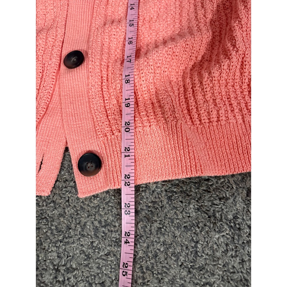 Banana Republic Cardigan Women XL Pink Button Front Ribbed Knit Sweater Coastal - Picture 9 of 11